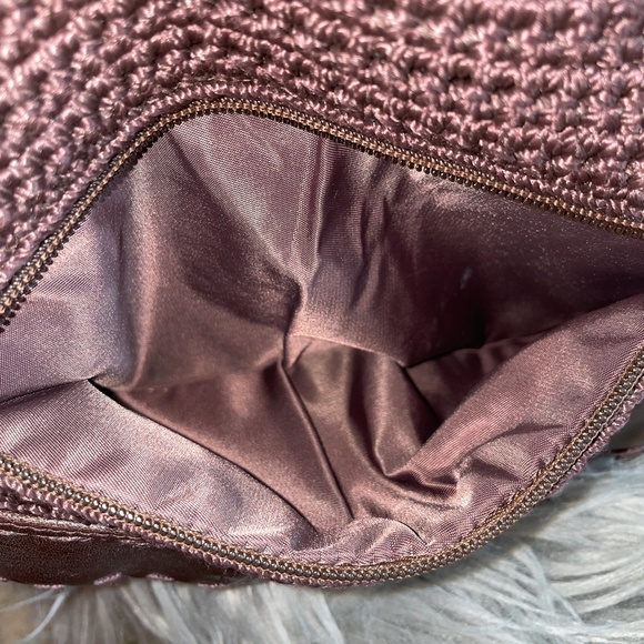 EUC Vintage The Sak Double Strap Crochet Brown Shoulder Bag Purse - Picture 3 of 9